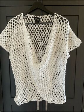 🌿💕 Pure Handknit Anthropologie White 100% Cotton Crochet Lace Top OS EUC Boho